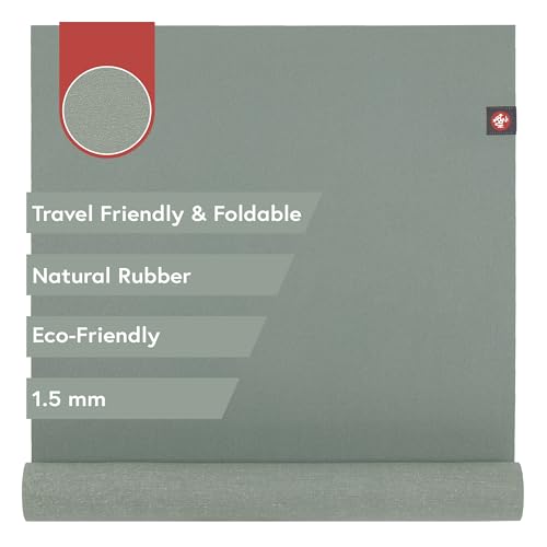 Manduka eKO SuperLite Yoga Mat 79" - 1.5mm | Natural Rubber | Foldable & Travel Friendly | Soft Textured Surface | Eco-friendly | 79 x 24 inches | Leaf Green by Manduka - Used condition - US$53.93