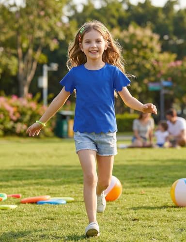 Image of Noomelfish Girls Short Sleeve Scalloped Edge T-Shirts Casual Cute Summer Tee Tops Blouse (5-12 Years)
