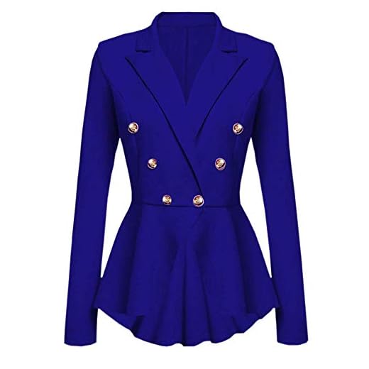 Ericcay Vinterjacka dam kortärmad blazer peplum snygg volang knapp unik vardaglig jacka kappa ytterkläder mode 2019 damkläder, Blå, S