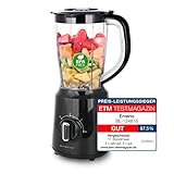 Emerio Standmixer BPA frei Crush Ice Funktion 1.5l Behälter 2 Geschwindigkeiten + Pulse Funktion Messereinheit aus Edelstahl Sicherheitsschalter geschirrspülgeeignet 500 Watt BL-12816.8 Schwarz