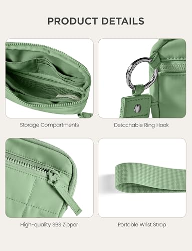 Image of Uselike Womens Wallet Card Holder Purse with Zipper Quilted Phone Wallet RFID Blocking Small Wristlet Wallets for Everyday, Travel (Green)