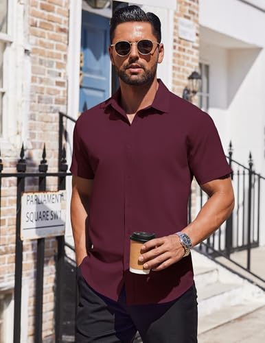 COOFANDY Mens Dress Shirts Button Down Short Sleeve Shirt Summer Shirts Business Casual Wedding Shirt2