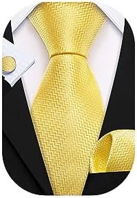 Barry.Wang 2.7" Solid Color Ties Extra Long Necktie for Men Silk Pinstriped Pocket Square Cufflink Wedding Formal