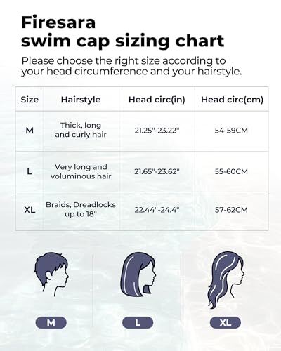 Image of Firesara Large Fabric Swim Cap for Long Thick Hair Comfortable No-Slip Swimming Cap for Braids, Bun, Dreadlocks & Weaves Breathable Quick Dry No Pull Hair Design for Women & Men