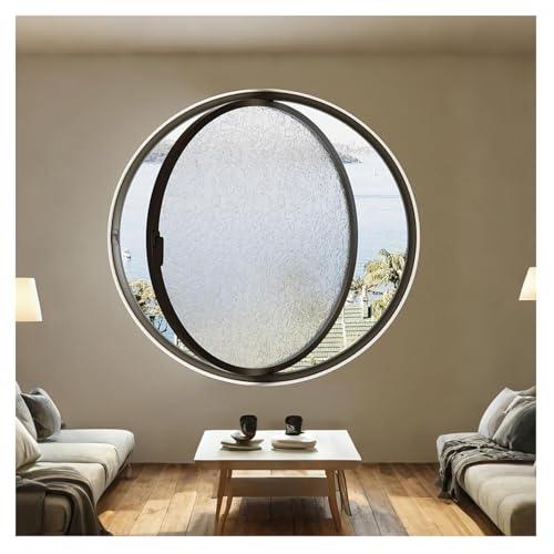 Ventanas Batientes Ventana Redonda De Vidrio Templado Ventilación Giratoria De 360 ​​​​° Ventana De Ojo De Buey Ventanas Abatibles De Repuesto Para Villas, Hoteles Y Oficinas(Black,26 in/66 cm)