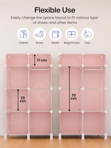 Image of BOXJOY Plastic Kids Wardrobe with 6 Doors, Sticker Sheet & 5 Hook Holder