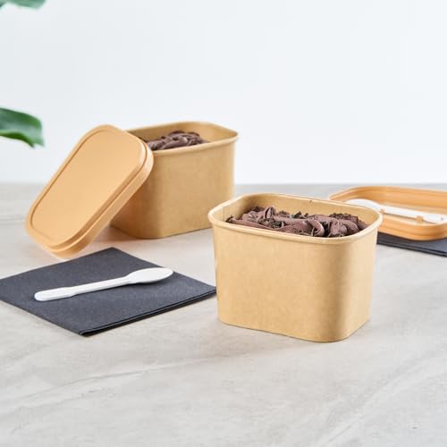 Image of Coppetta 12 Ounce Dessert Cups, 200 Greaseproof Ice Cream Cups - Lids Sold Separately, For Hot And Cold Foods, Kraft Paper Yogurt Bowls, Disposable, For Sundaes, Mousse Or Puddings - Restaurantware