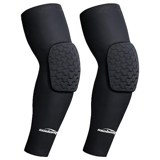 COOLOMG Elbow Pads Compression Padded Arm Sleeves for Basketball Football Volleyball Black S