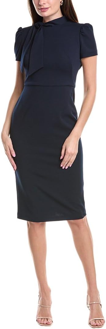 Maggy London Womens Solid Crepe Classic Novelty Short Sleeve Sheath