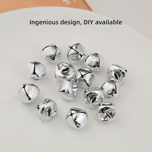 Golden Christmas Jingle Bells, 100 Pieces Metal Craft Bells, 12mm Non-Fade Vacuum Coated, for DIY Holiday Home Decorations (Silver) - Image 5