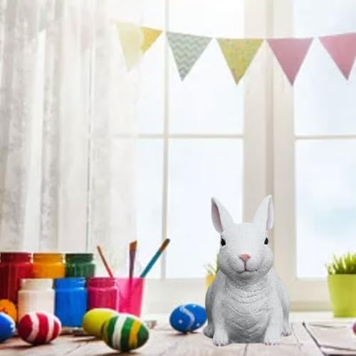 Figurine de lapin blanc de Pâques ornement résine étanche extérieur - 4