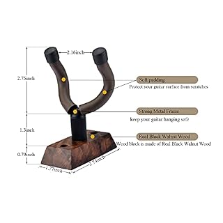 Lot de 3 crochets muraux en noyer noir pour guitare acoustique, électrique, basse - Les Beatles, Paul McCartney, John Lennon, RIngo Starr, George Harrison Lot de 3 crochets muraux en noyer noir pour guitare acoustique, électrique, basse – Image 3