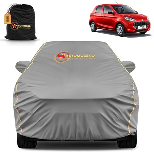 Image of Maruti Alto K10 100% Waterproof Car Cover for All Weather Protection with Mirror Pocket Inner Cotton Layer Triple Stitched Cover with Adjustable Belt Bottom Elastic to Secure Fit -Jungle