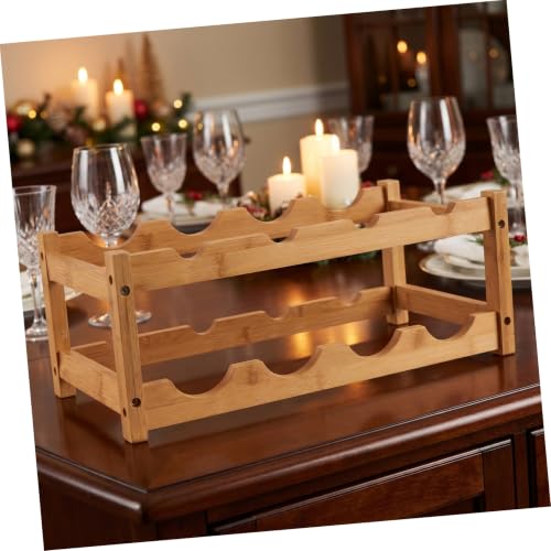 Estante para botellas de vino de madera color caqui miniatura 5