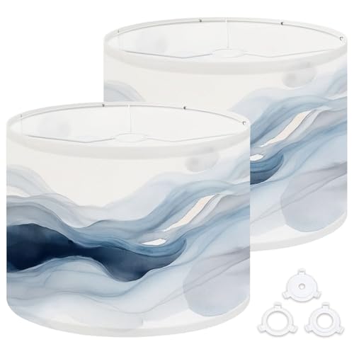 Linen Drum Lamp Shades Set of 2, 13’’Wx10’’H, Abstract Texture