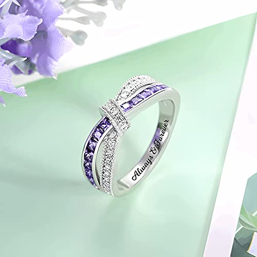 Silver Rings Personalized Engraved Cross-Finger Birthstone Ring Sterling Silver 925 Promise Ring for Her Wedding Band Ring Engagement Ring3