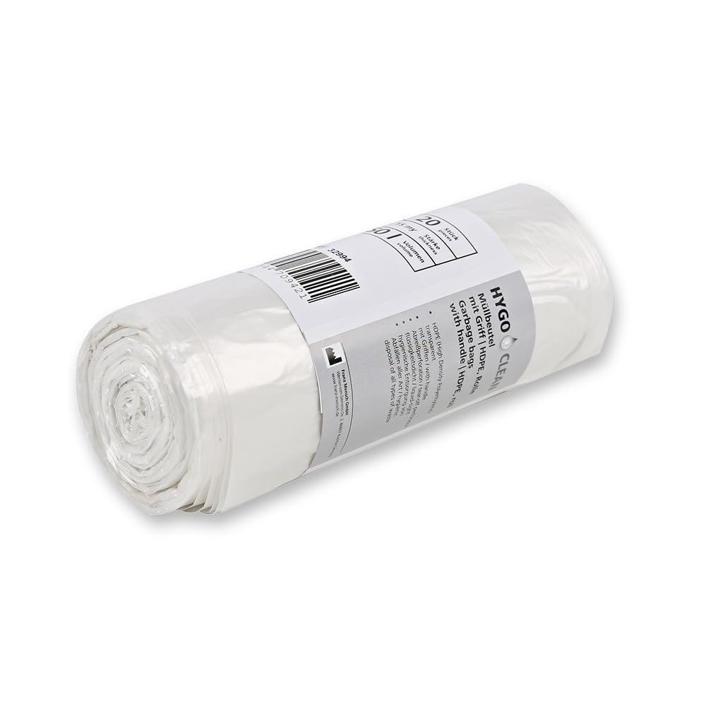 600 Stück, Müllsäcke, FRANZ MENSCH, 72x60cm, transparent, HDPE, 15my, Griff | Rolle, Müllbeutel, Mülltüten, Abfallsack, Abfallbeutel, Hausmüll, trash bags, mit Griff, Haushalt, Gewerbe