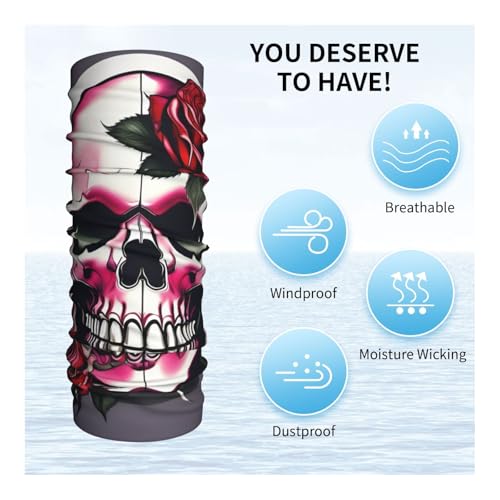 Rose Skull print Cooling Multi Use Neck Gaiter Men's and Women's Summer Face Mask for Working, Running Sports4