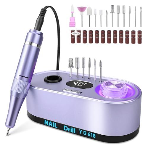 Ponceuse pour Ongles Professionnelle 40000 RPM, Urbuti 12 en 1 Lime à Ongle Electrique avec Écran LCD & Support, Vitesse Réglable, Silencieuse, Ponceuse...