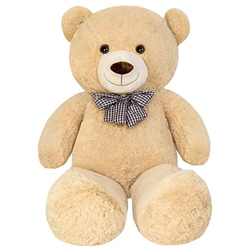 SNOWOLF Ours en Peluche géant XXL Ours en Peluche Grand Ours en Peluche avec Noeud (Marron Clair) Cover