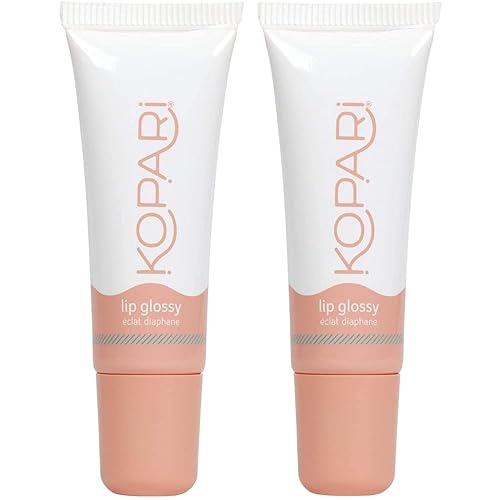 Miniatura 1 de Kopari Coconut Lip Glossy Birthday Suit - Aceite de coco hidratante e hidratante, vitamina E y manteca de karité, brillo de labios con aceite de