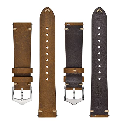 BISONSTRAP Uhrenarmband für Herren, Handgefertigte Stiche Leder Armband, Schnellverschluss, 18mm 20mm 22mm – Bild 4