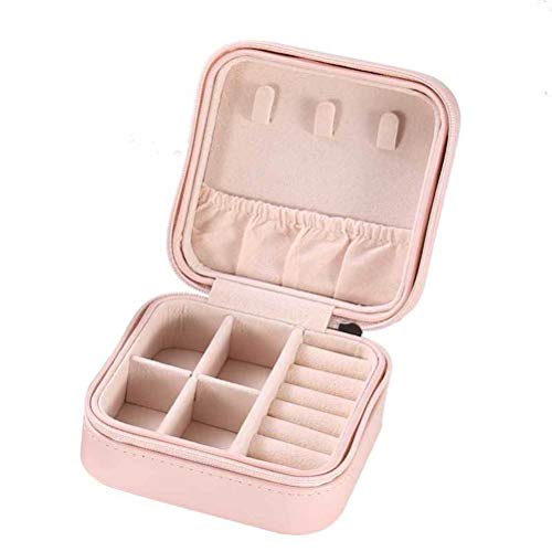Boîte de rangement de rouge à lèvres et bijoux de voyage YZCIS en cuir PU beige
