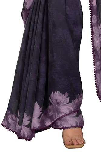 Image of MIRCHI FASHION Women Saree Floral Print Chiffon | Lightweight Festive Occasion Sari for Farewell and Functions with Unstitched Blouse Piece