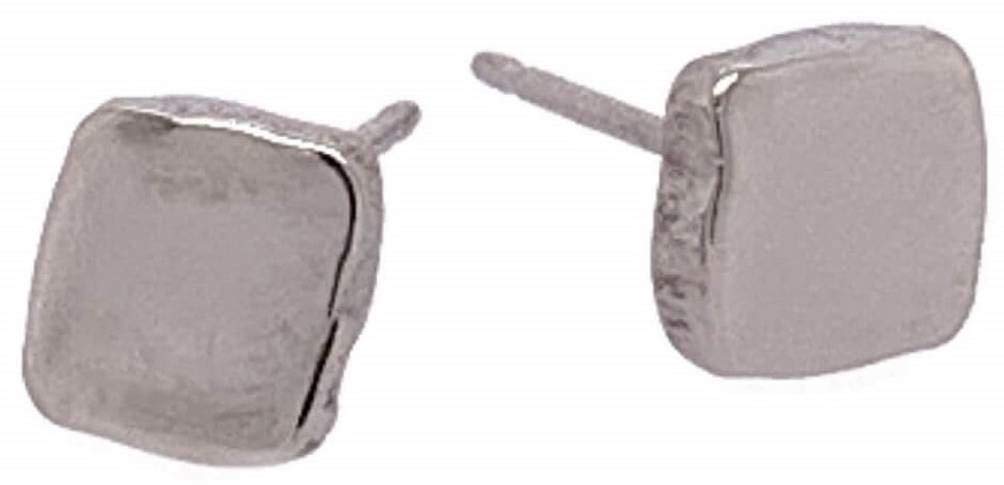 Ti2 Titanium Womens Squashed 8mm Square Stud Earrings - Natural Brushed