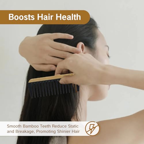 Peine de Dientes Anchos de Bambú para Cabello Rizado miniatura 3