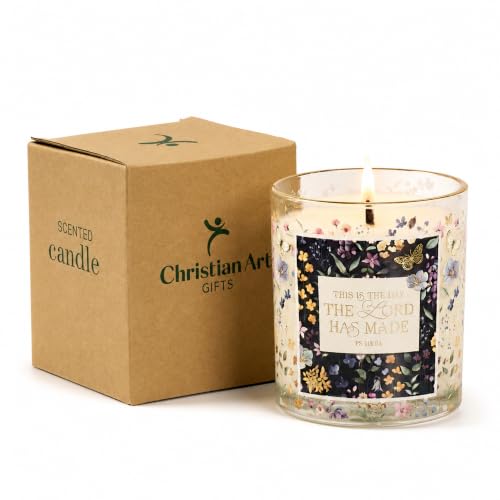 Image of Christian Art Gifts Psalm 118:24 Scented Candle: Soy Wax, Bible Verse