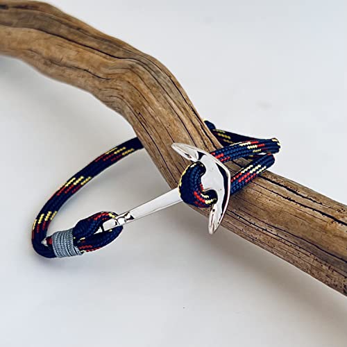 Sterling Silver Anchor Bracelet, Snake Knot Paracord Mens Bracelet, Marine, Sea, Nautical, Gift For Men, 925 Sterling Silver Bracelet, Gift For Men, Mens Jewelry, Color Bracelet #TOP2