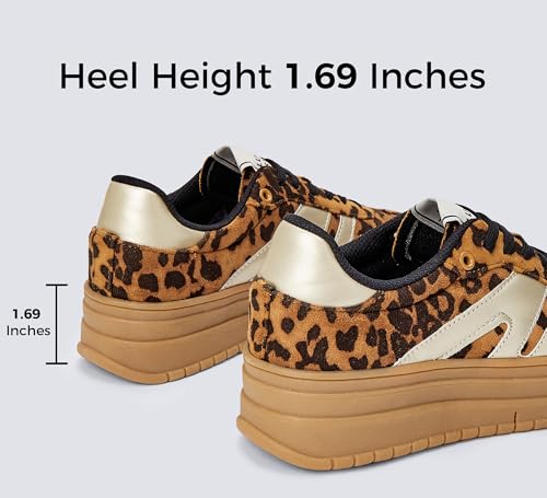 LUCKY STEP Women's Platform Gum Thick Sole Fashion Sneakers Classic Retro Rubber Low Top Casual Tennis Skate Walking Shoes3