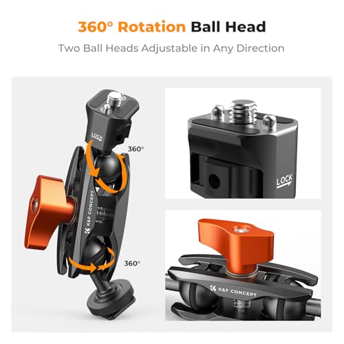 Image of K&F CONCEPT Magic Arm, Multi-Function Double Ball Head with Cold Shoe | Mount 1 /4 inch Screw for Super Clamp, Monitor, LED Light, MS27