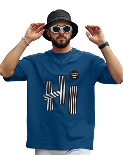 Image of AUSK Mens Loose Fit Oversized Printed Cotton T-Shirts Half Sleeve Drop Shoulder Men Tshirt