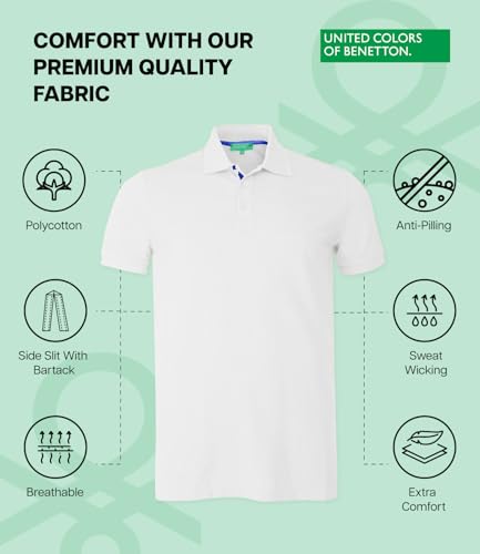 Image of United Colors of Benetton Shirt for Men | Tees for Man | Half Sleeves Plain Stylish Regular Fit Polo | Collar Tshirt | T-Shirt | Stylish Mens Tshirt