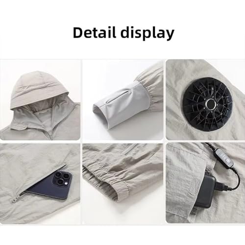 Image of Sun Protective Jacket UPF 50+ Air Conditioner Hoodie Lightweight Cooling Clothes with Fans Stay Cooling in Summer