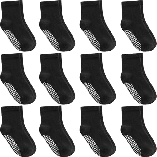 Image of Aroveea Non Slip Grip Ankle Baby Socks 12 Pack for Toddler Boys and Girls Kids,Infant Cute Cotton Baby Socks