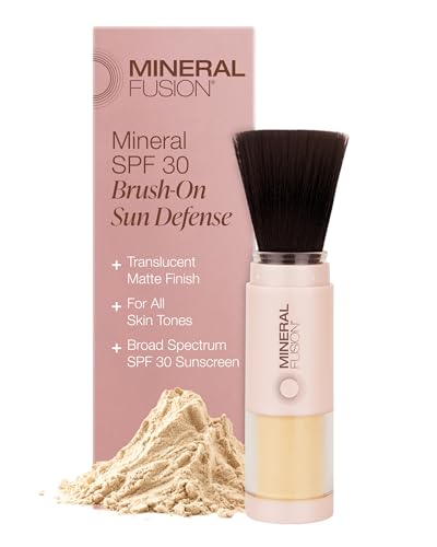 Mineral Fusion Brush-On Powder Sunscreen for Face SPF 30 | Transluscent Natural Daily Sun Care with UVA UVB Protection | Hypoallergenic, Non-Toxic | TSA & Travel Friendly