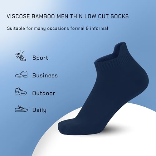 SERISIMPLE Thin Viscose Bamboo No Show Sock Men Low Cut Socks Odor Resistant Breathable Sock 5 Pairs3