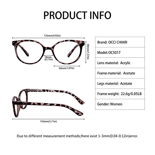 Image of OCCI CHIARI Narrow Reading Glasses Women Colorfull Cute Readers for Petite Face