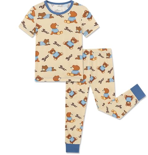 Image of Kids 2-Piece So Soft Playtime Set-Lightweight Viscose from Bamboo Short Sleeve Top&Leggings for Toddler Boy & Girls