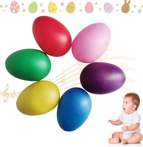 Eier Maracas Eier Shaker Set,6 Stück Musikinstrument Egg Shaker,Schütteleier für Kinder,Percussion-Musical für Osterkorbfüller,Klassenzimmer-Preiszubehör, Musikinstrument,Korbfüller für Kinder