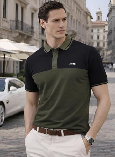 Image of ADRO Multicolour Polo T Shirt | 100% Cotton Mens Polo Tshirt | Regular Fit Half Sleeve Cut & Sew Polo T-Shirt for Men