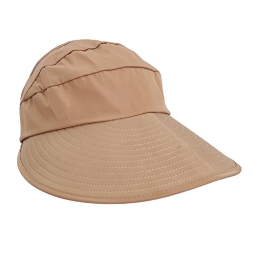 Fityle Wide Brim Women Sun Hat Proteção UV Floppy Outdoor Viseira De Praia Cap - Cáqui