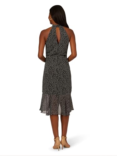 Adrianna Papell Women's Shirred Dot Chiffon Midi Dress2