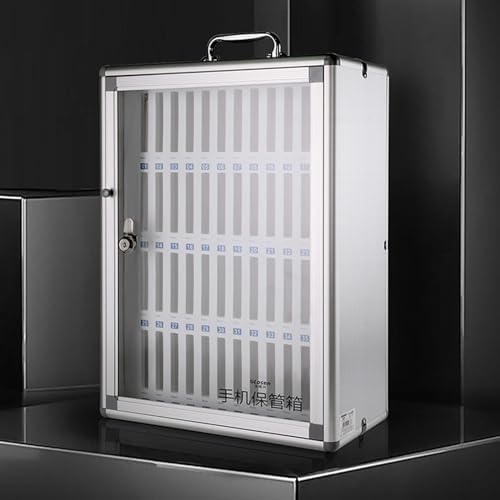 Wall-Mounted Mobile Phone Locker Cabinet - Aluminum Alloy Storage with 12-60 Slots, Clear Pocket Chart, Safety Lock & Handle for Classroom & Office Organization12 bits: 215 * 190 * 270mm