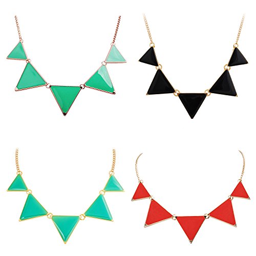Jane Stone 4PCS Fashion Bubble Bib Collar Necklace Triangle Statement Necklace for Women(Fn0568-4set)