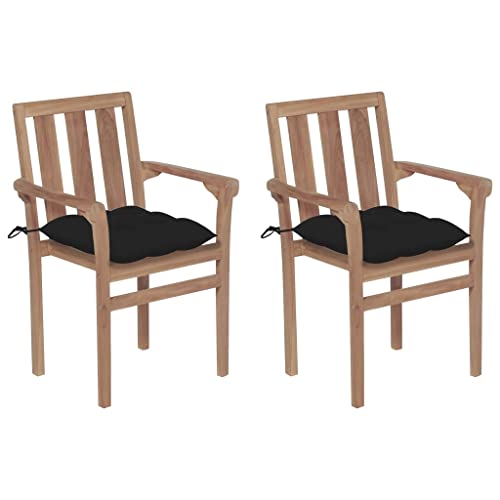 ANYCHOLE Teak Wood Patio Dining Chairs Set of 2, Outdoor