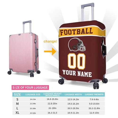 Image of Custom Luggage Cover Personalized Football Style Suitcase Cover with Name Number Customized Washable Elastic Sports Travel Suitcase Protector for Business Vacation Gifts, Yellow Red